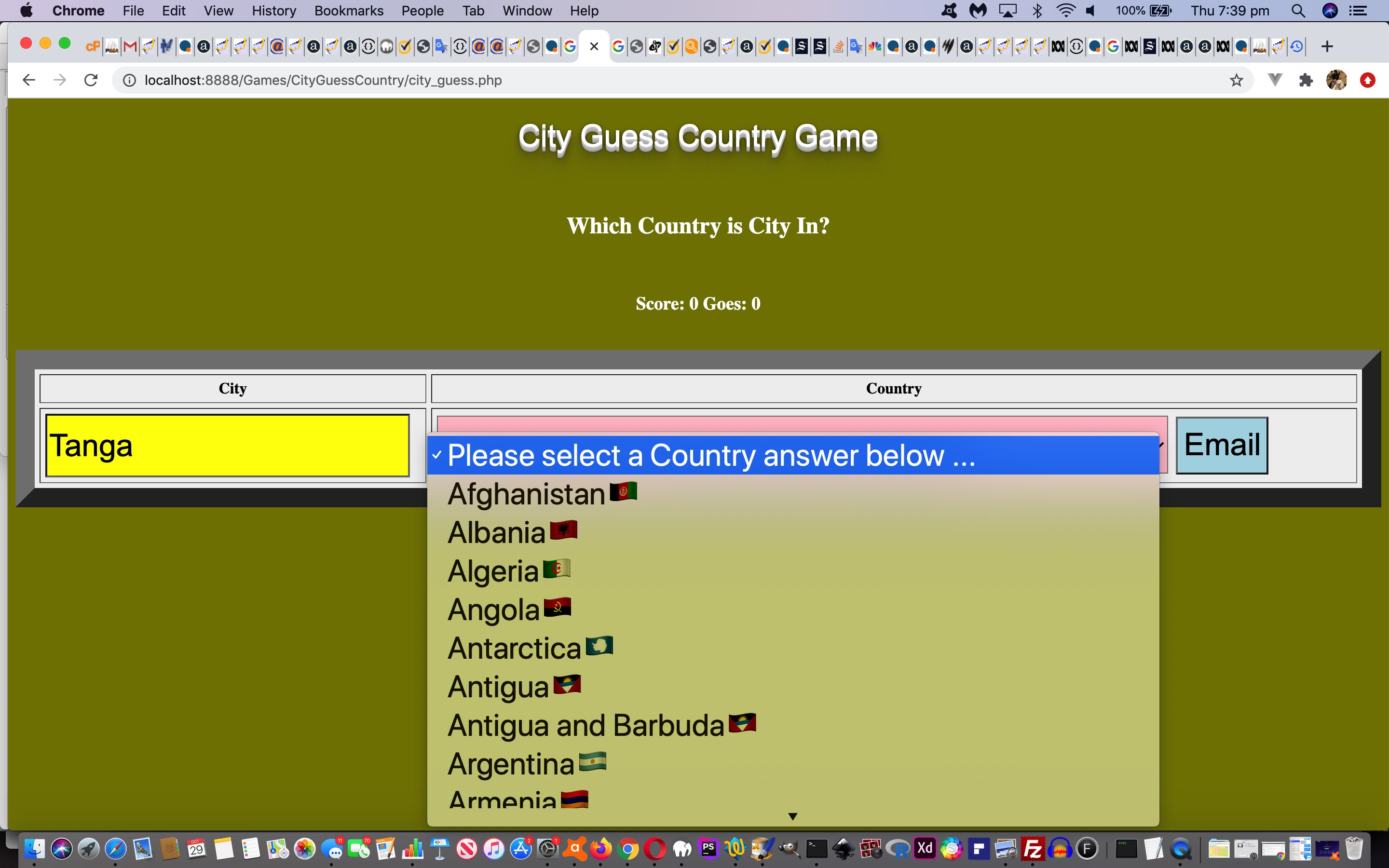 PHP City Guess Country Game Flag Emoji Tutorial