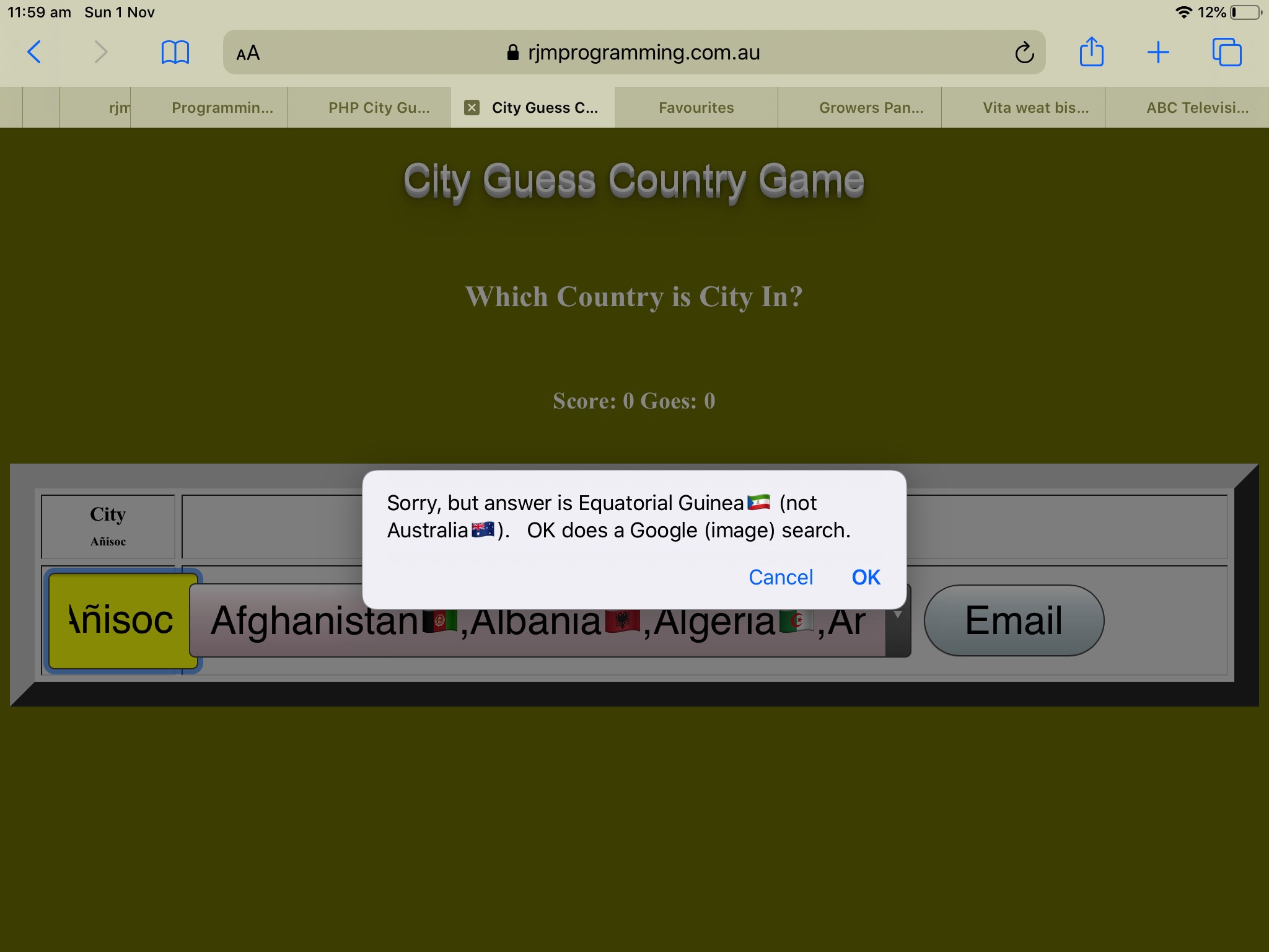 PHP City Guess Country Game Keyboard Tutorial