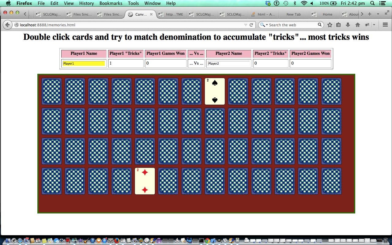 HTML/Javascript Canvas Memories Card Game Primer Tutorial