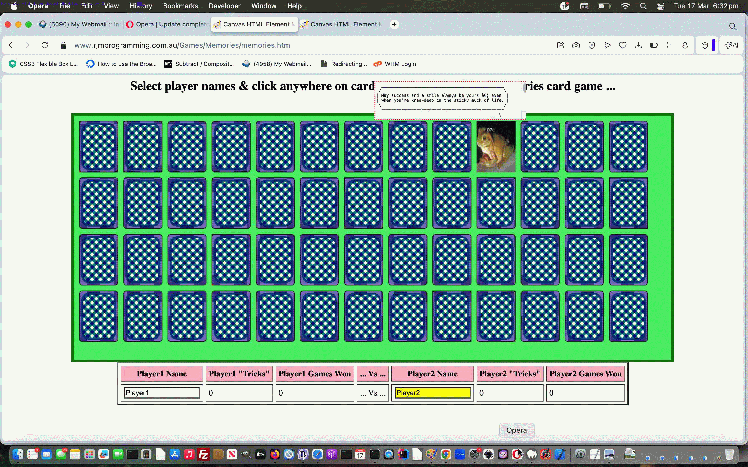 HTML Canvas Memories Frog Game Speech Bubbles Tutorial
