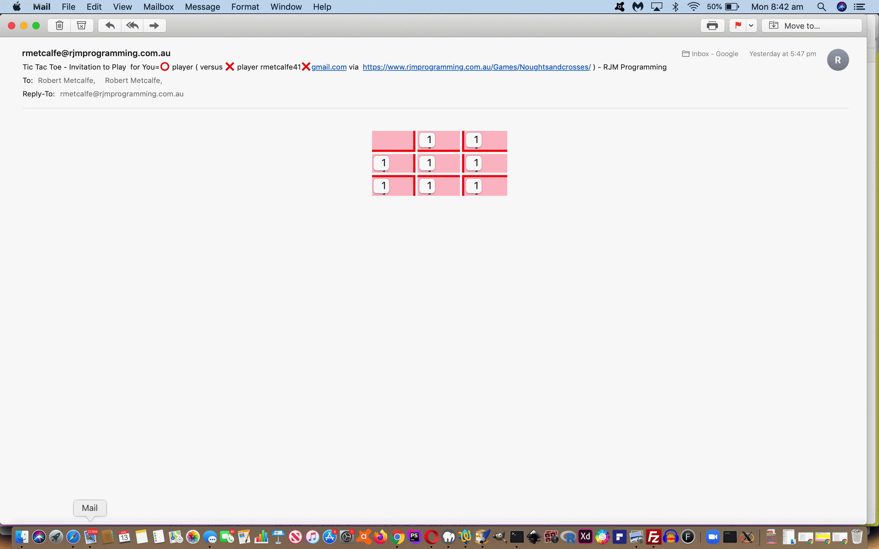 Tic-Tac-Toe Two Email Players via Inline HTML Email Bugs Tutorial