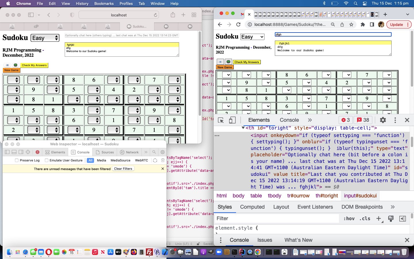 PHP/HTML/Javascript Sudoku Game Chat Typing Tutorial