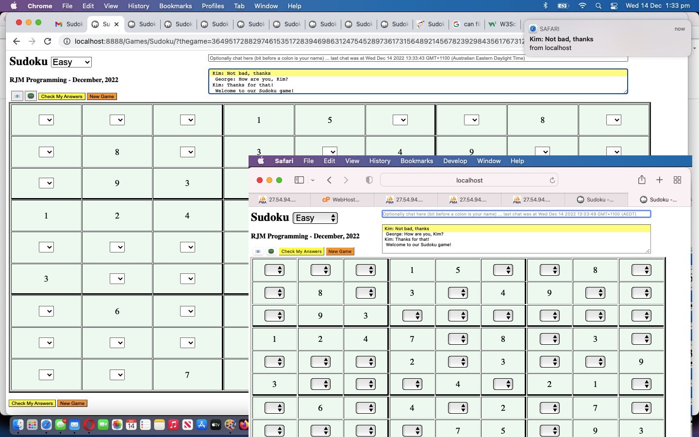 PHP/HTML/Javascript Sudoku Game Collaboration Notifications Tutorial