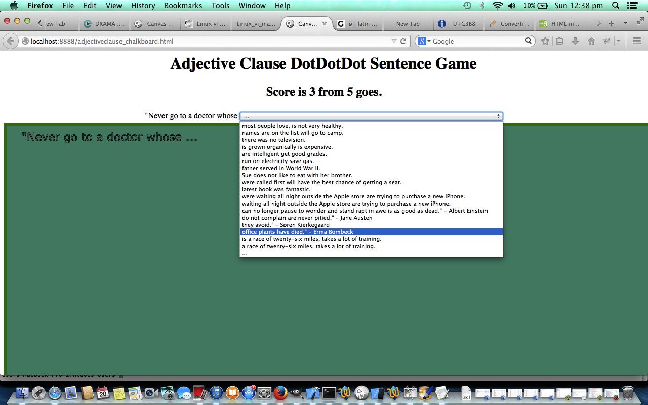 HTML/Javascript Sentence Adjective Clause Game Tutorial