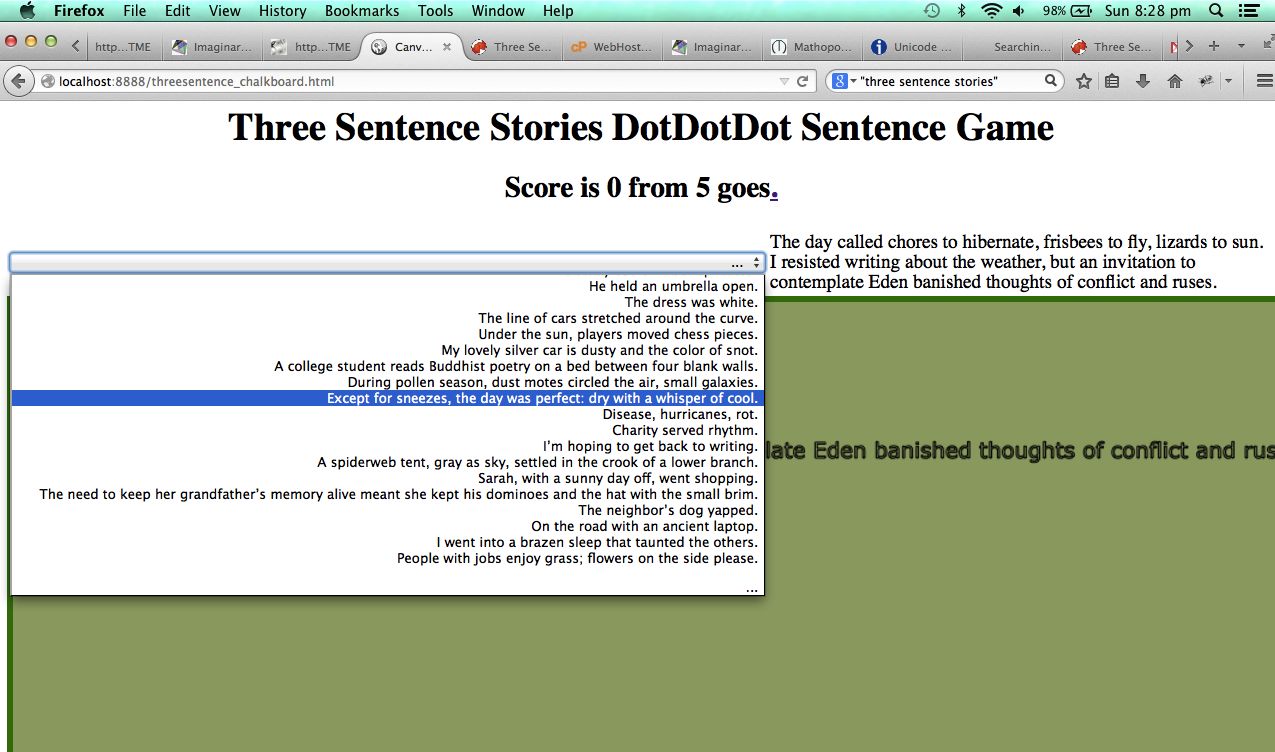 HTML/Javascript Three Sentence Story Game Tutorial