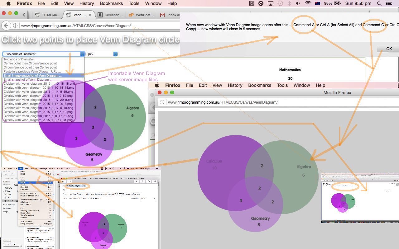 HTML/Javascript/PHP Canvas Venn Diagram Import Tutorial