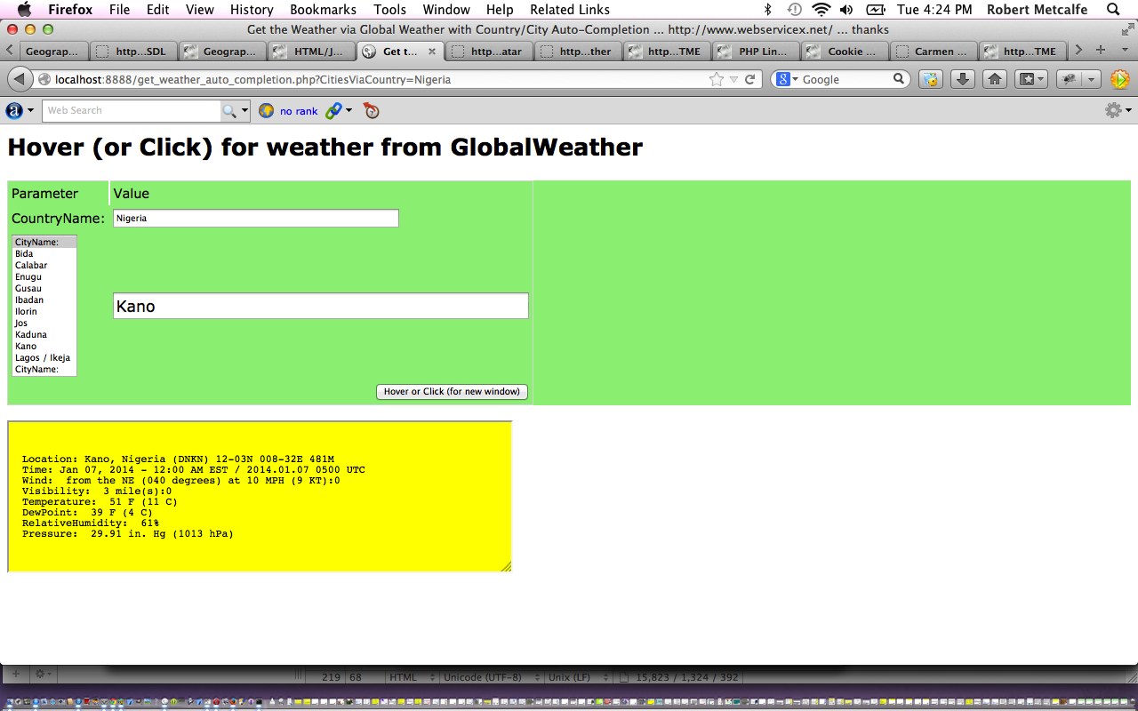 Ajax Global Weather Auto-completion Tutorial  (try twirling round bottom of image for a synopsis ... 'do the twirl now')