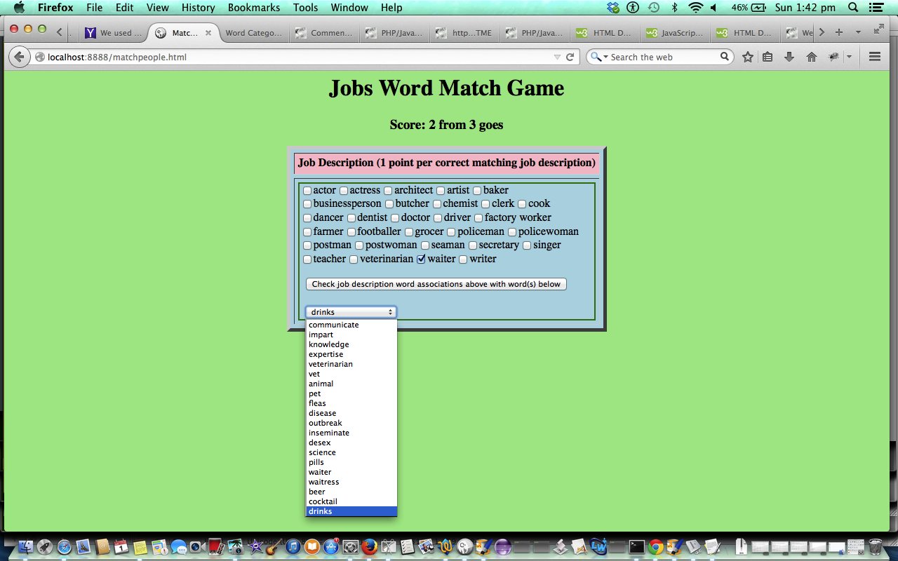HTML/Javascript Jobs Match Game Tutorial