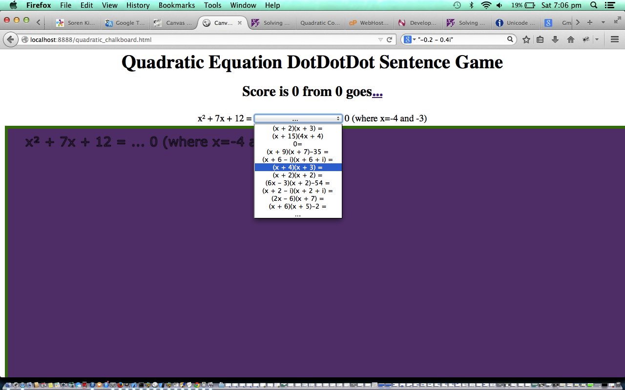 HTML/Javascript Quadratic Equations Game Tutorial