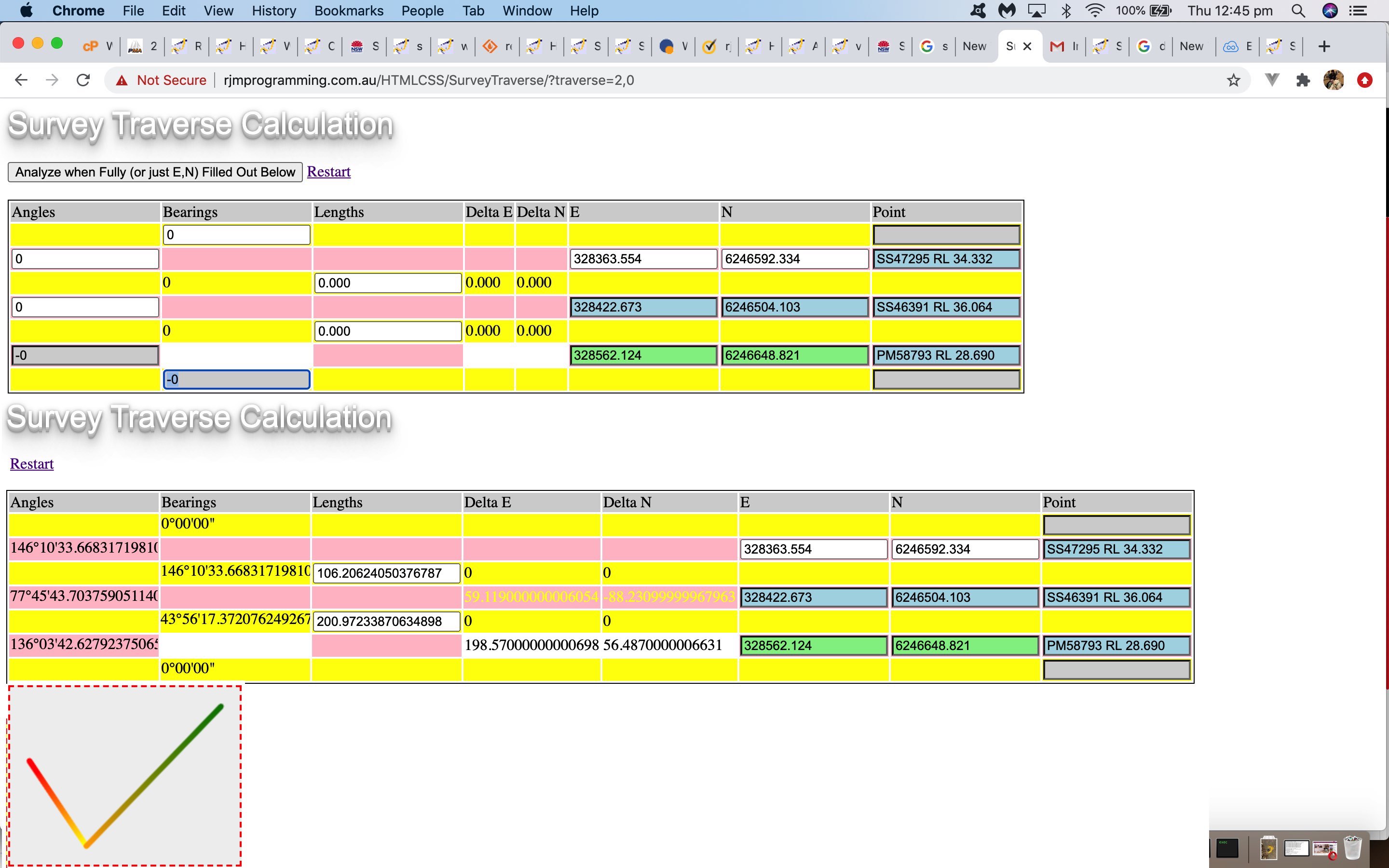 HTML and Javascript and CSS Survey Traverse Canvas Tutorial