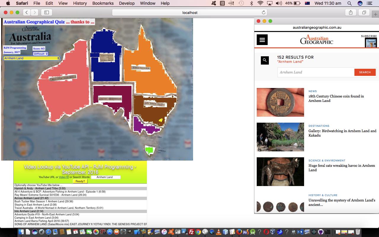 Australian Geographical Quiz Context Tutorial