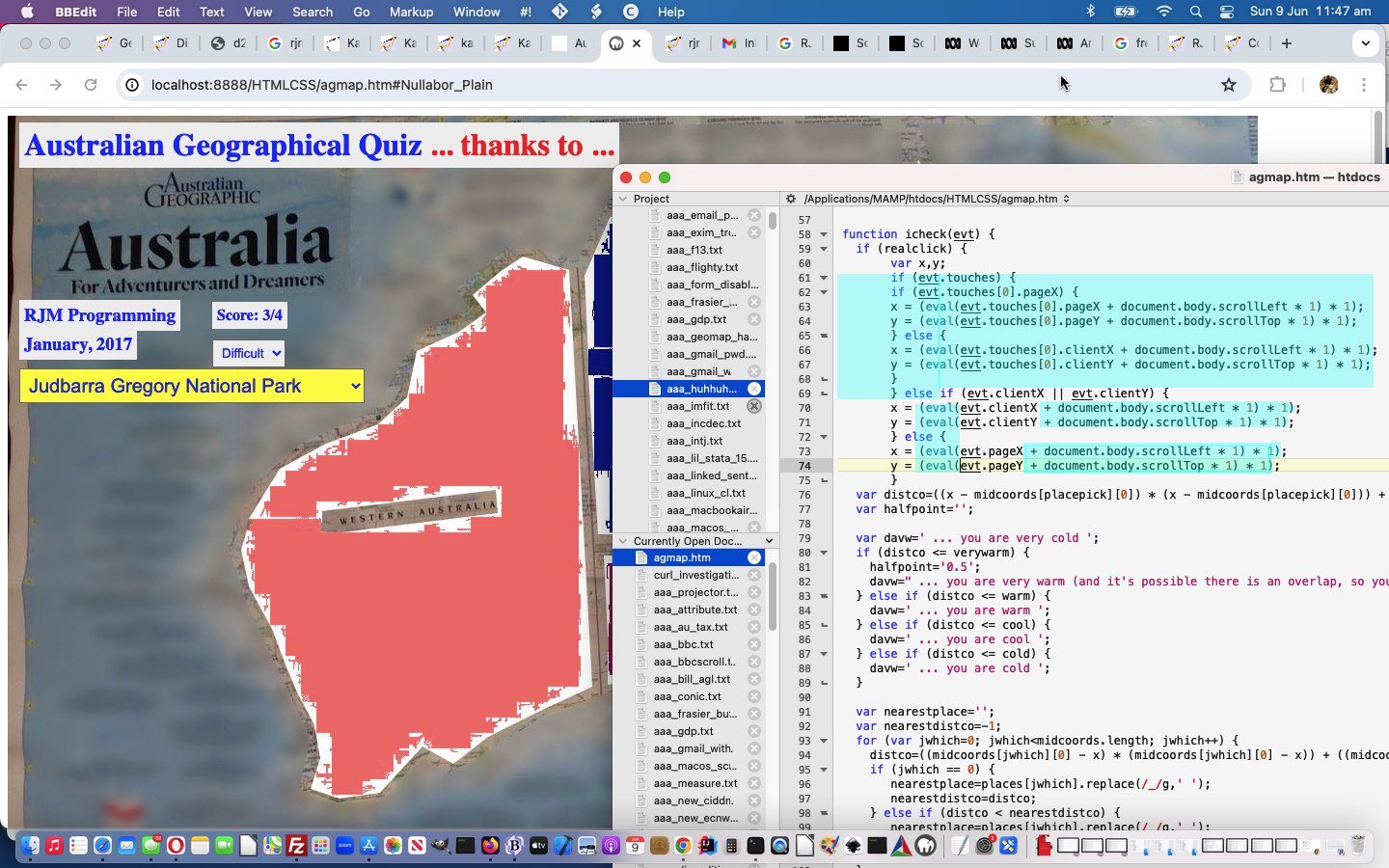 Australian Geographical Quiz Scrolling Tutorial