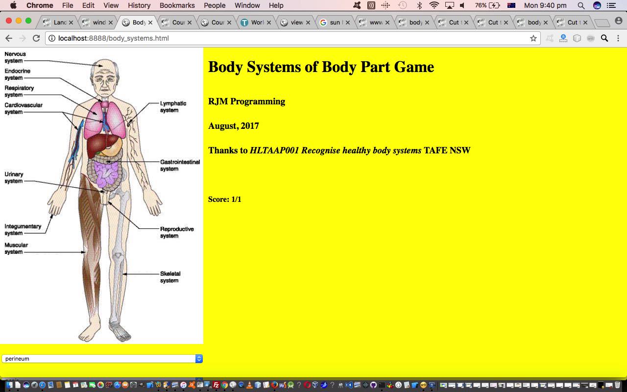 Body Systems Quiz Game Primer Tutorial