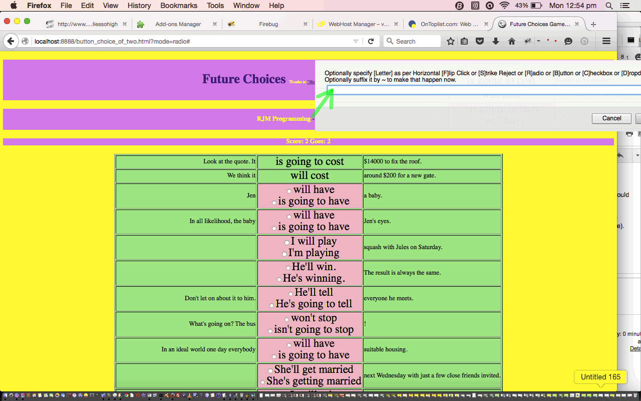 HTML/Javascript Choice of Two More Tutorial