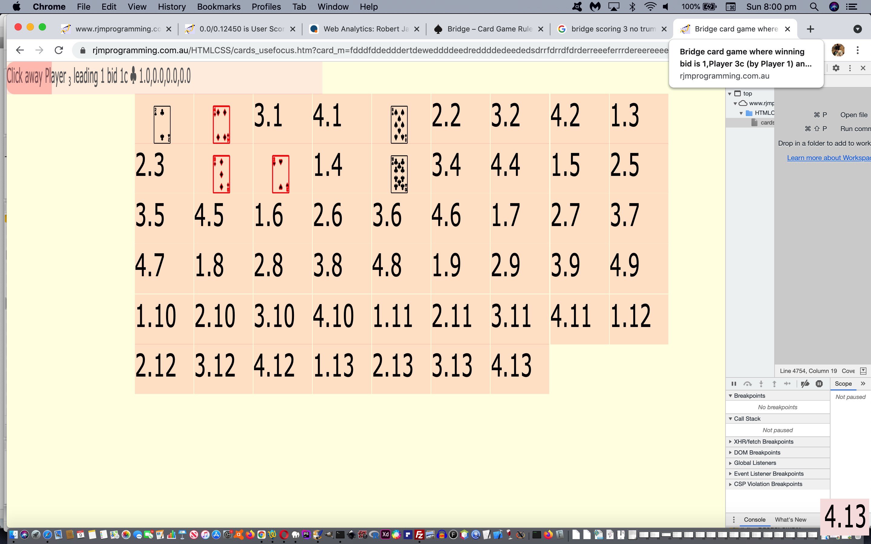 Just Javascript Bridge Card Game Primer Tutorial