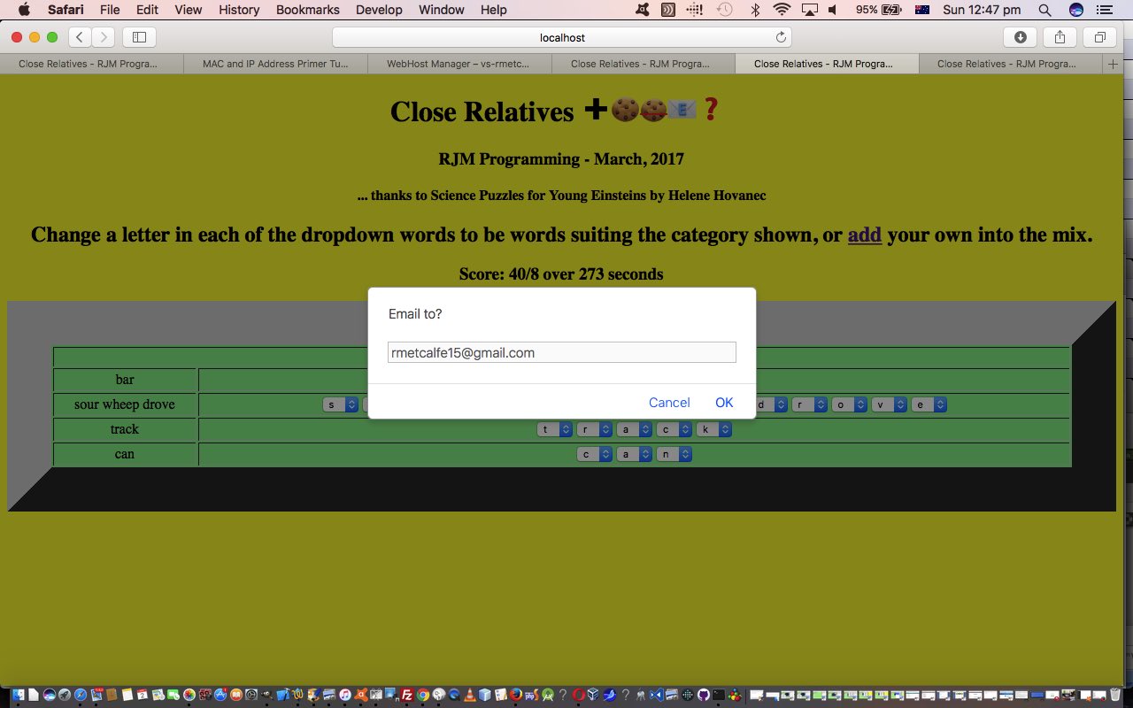 Close Relatives Game PHP Tutorial