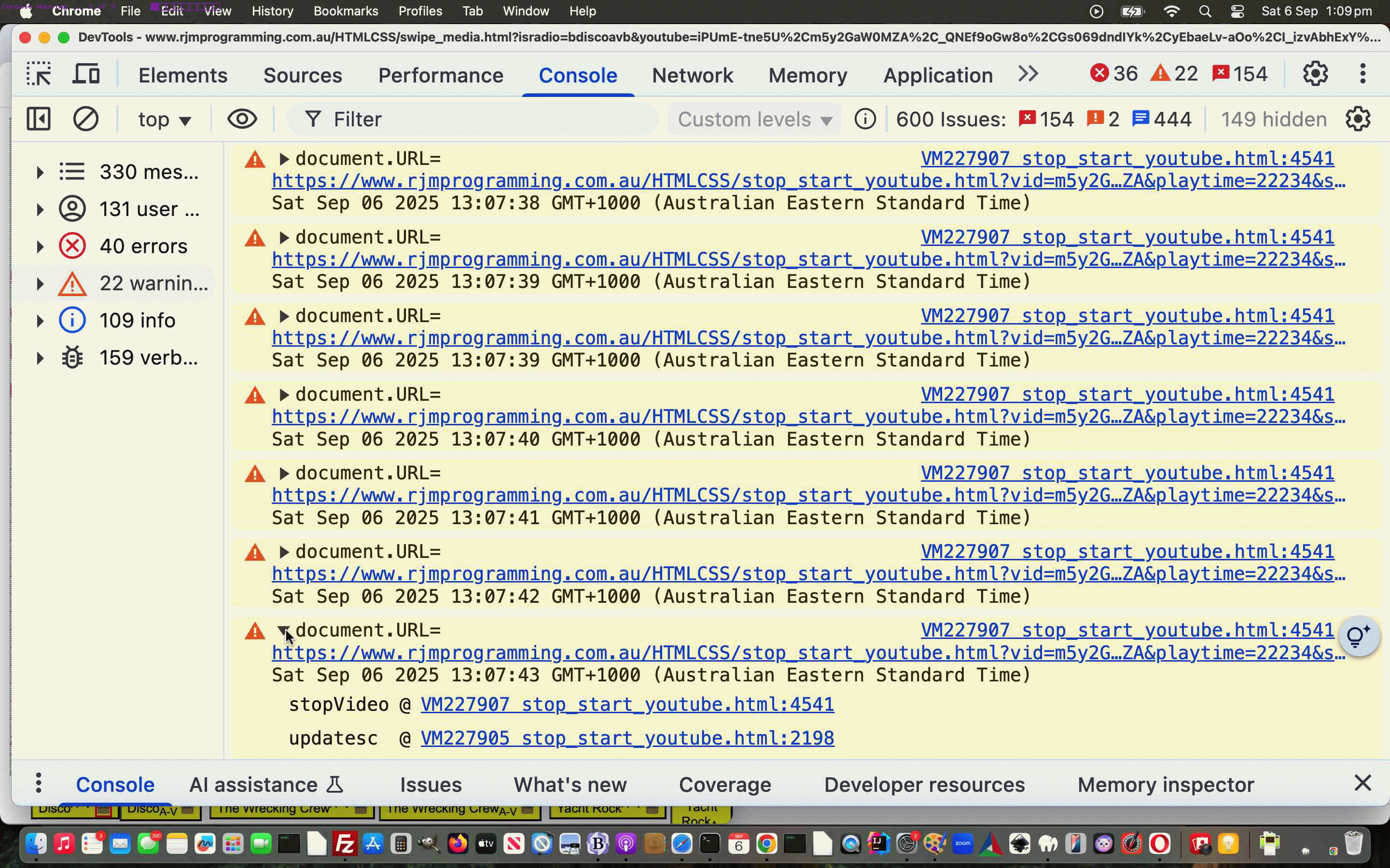 YouTube API Caller Phase Two Console Warning Tutorial