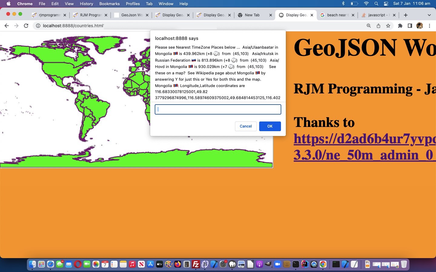 GeoJson World Countries TimeZone Times Tutorial