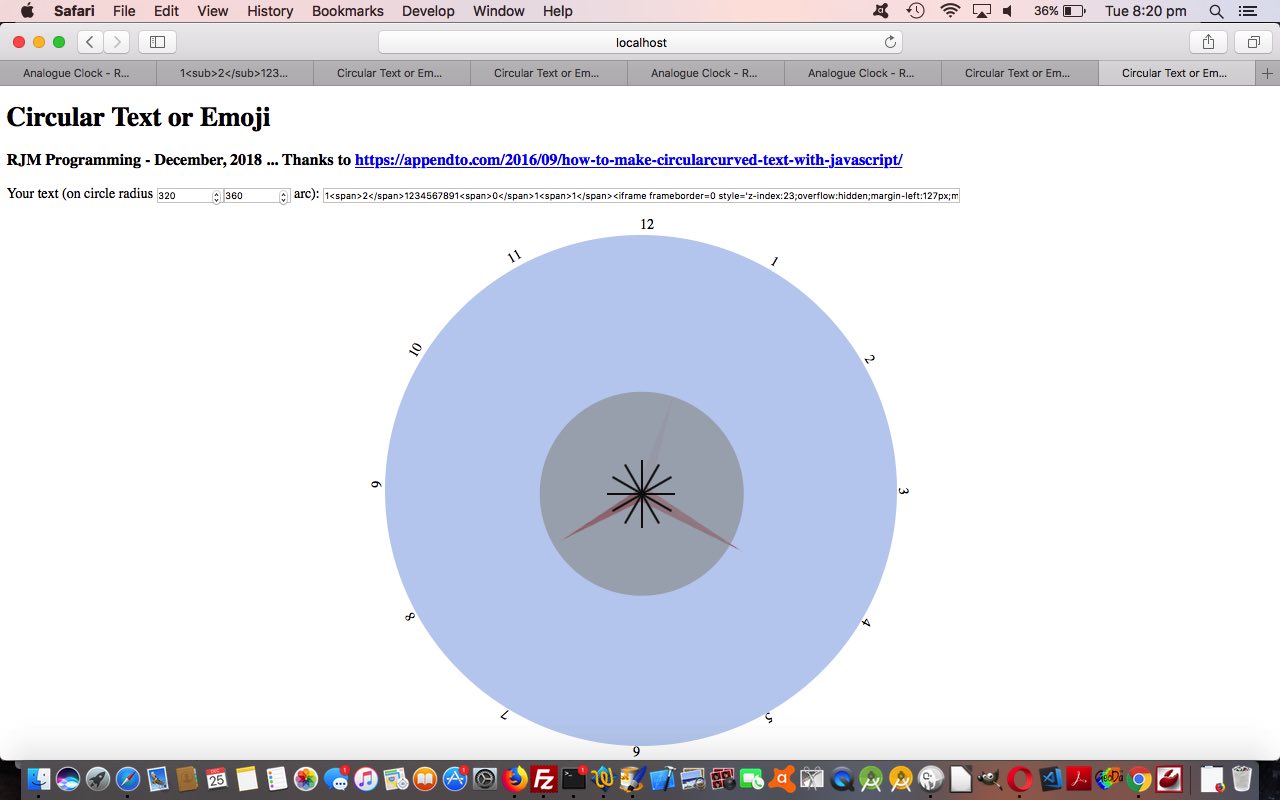 Circular Text or Emojis Analogue Clock Tutorial