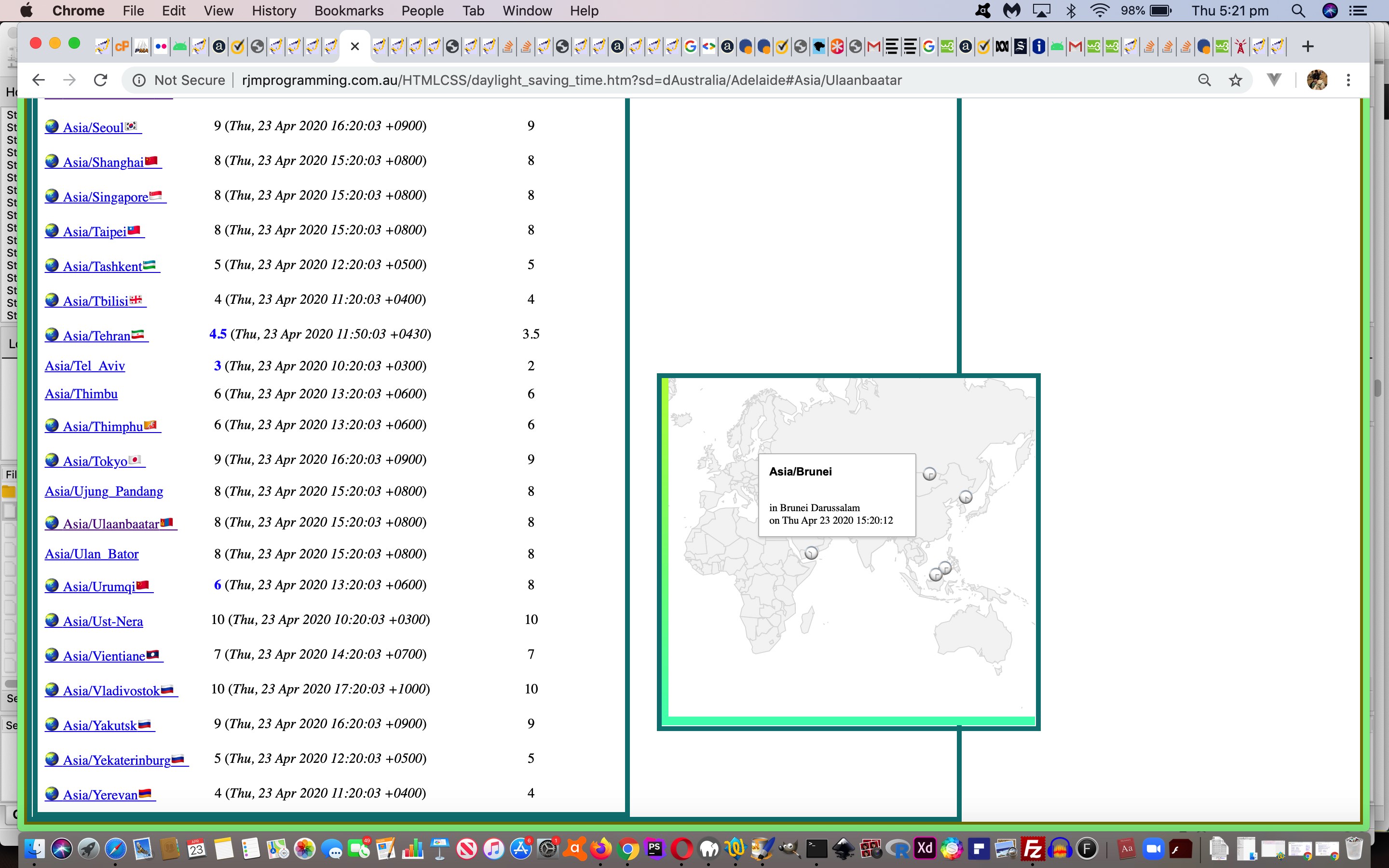 Daylight Saving Time Google Geo Chart Tooltips Tutorial