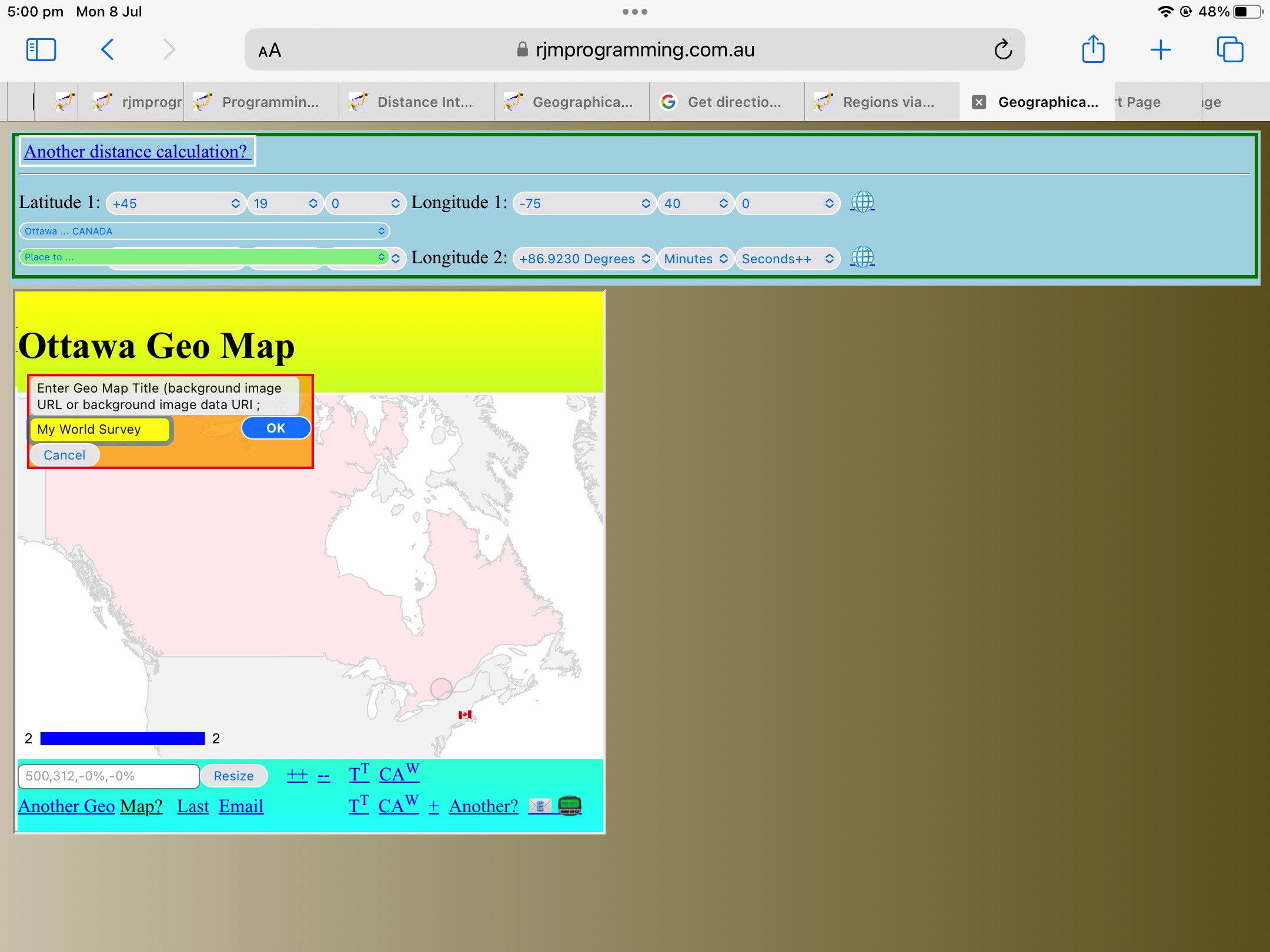 Distance Mobile Interfacing to Google Chart Geo Chart Tutorial