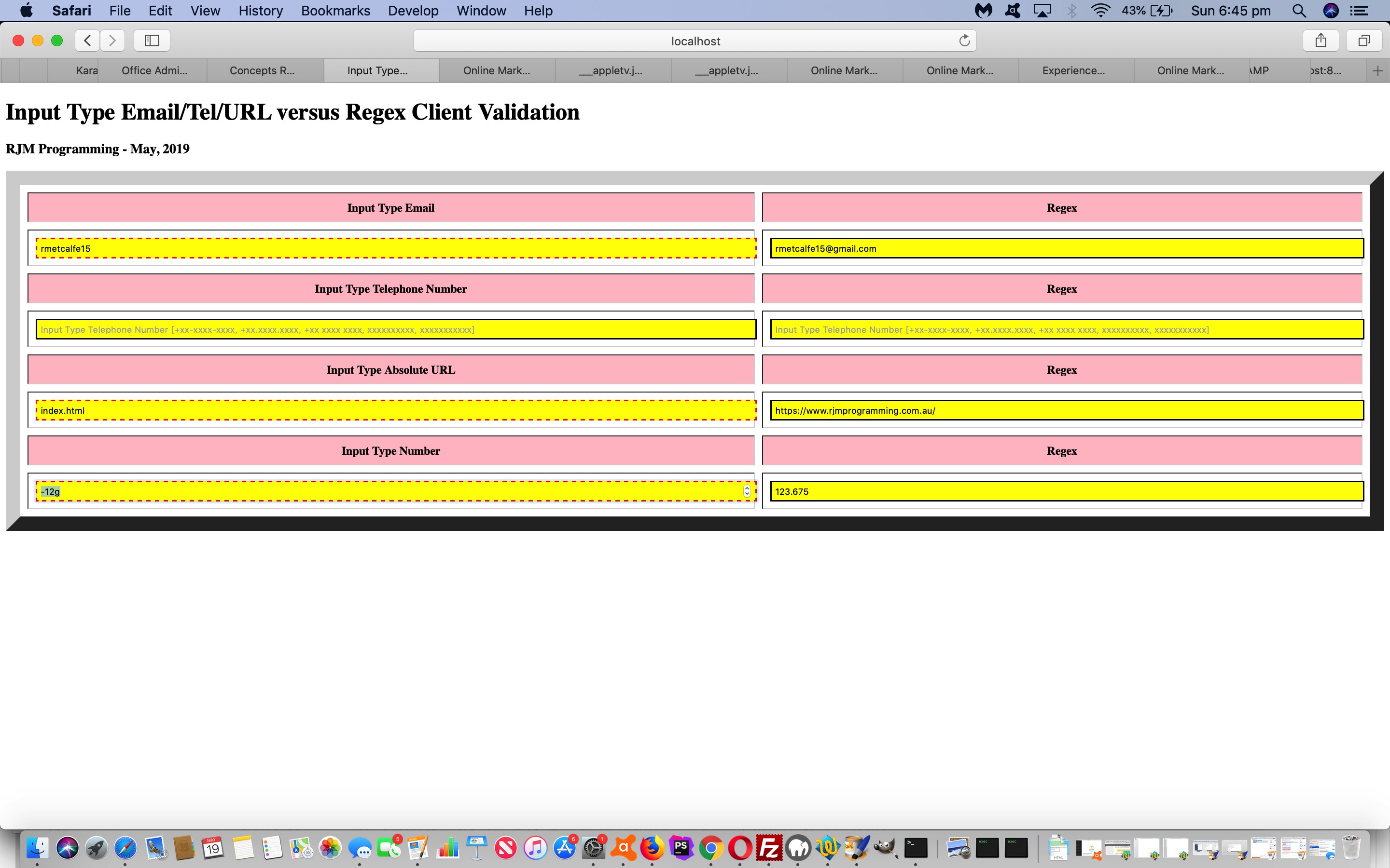 HTML Validation via Client Input or Regular Expression Tutorial