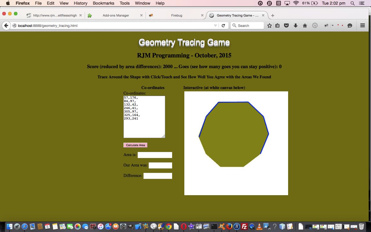 HTML/Javascript Canvas Geometry Tracing Game Tutorial