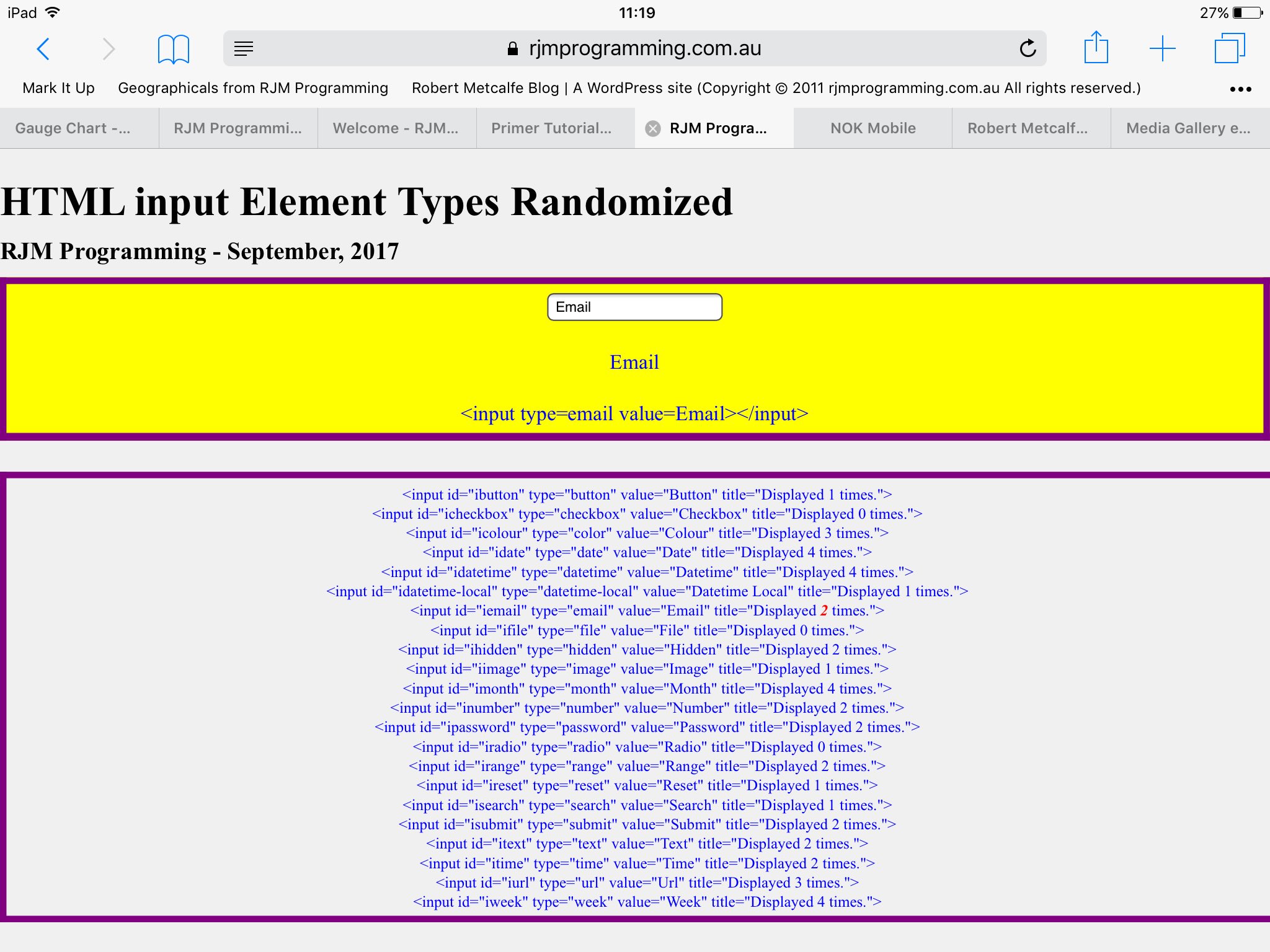 HTML Input Element Types Randomized Iframe Tutorial