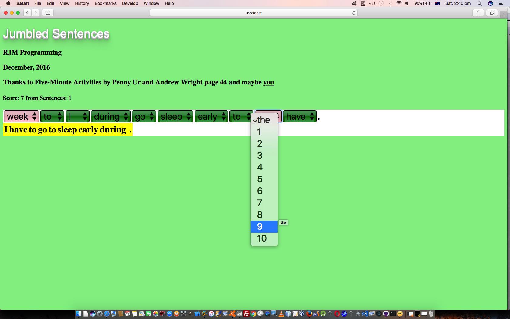 HTML/Javascript Jumbled Sentences Game Tutorial