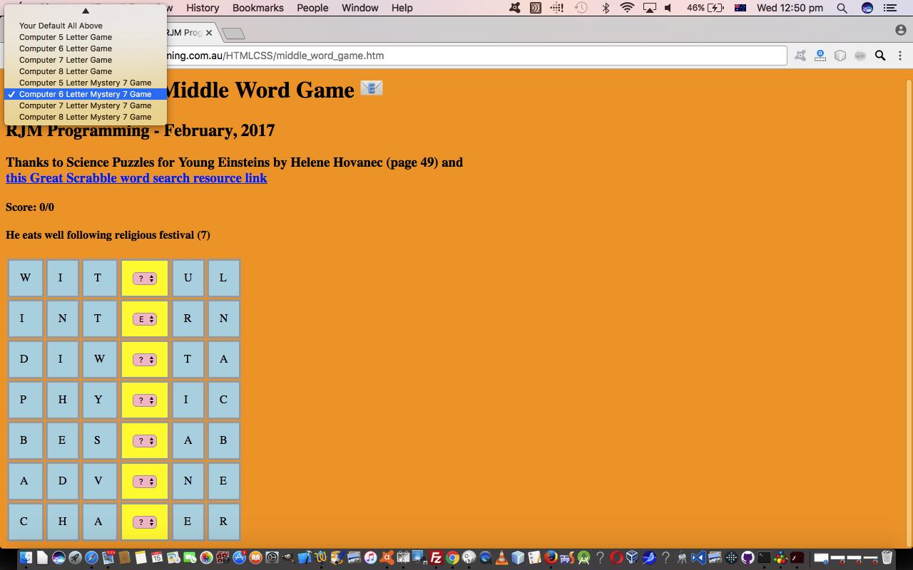 Middle Word Game PHP Tutorial