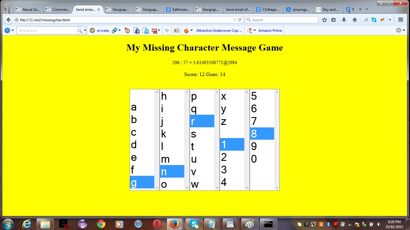 HTML Missing Character Game Primer Tutoriall