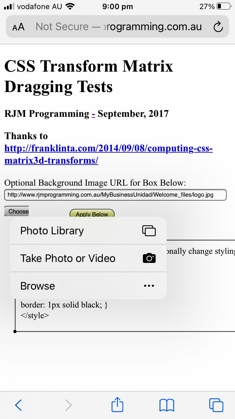 CSS 3D Transformation Matrix Mobile Tutorial