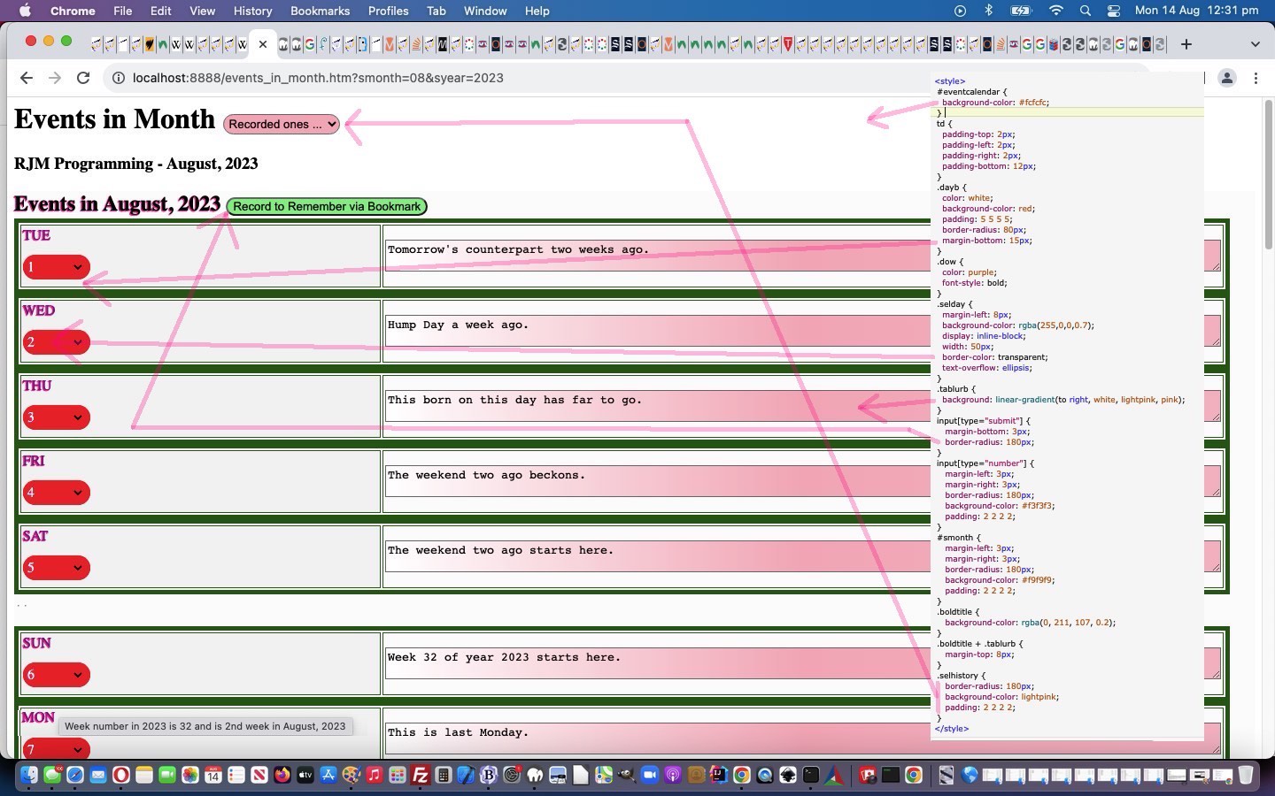 Event Calendar PHP Bookmark Tutorial