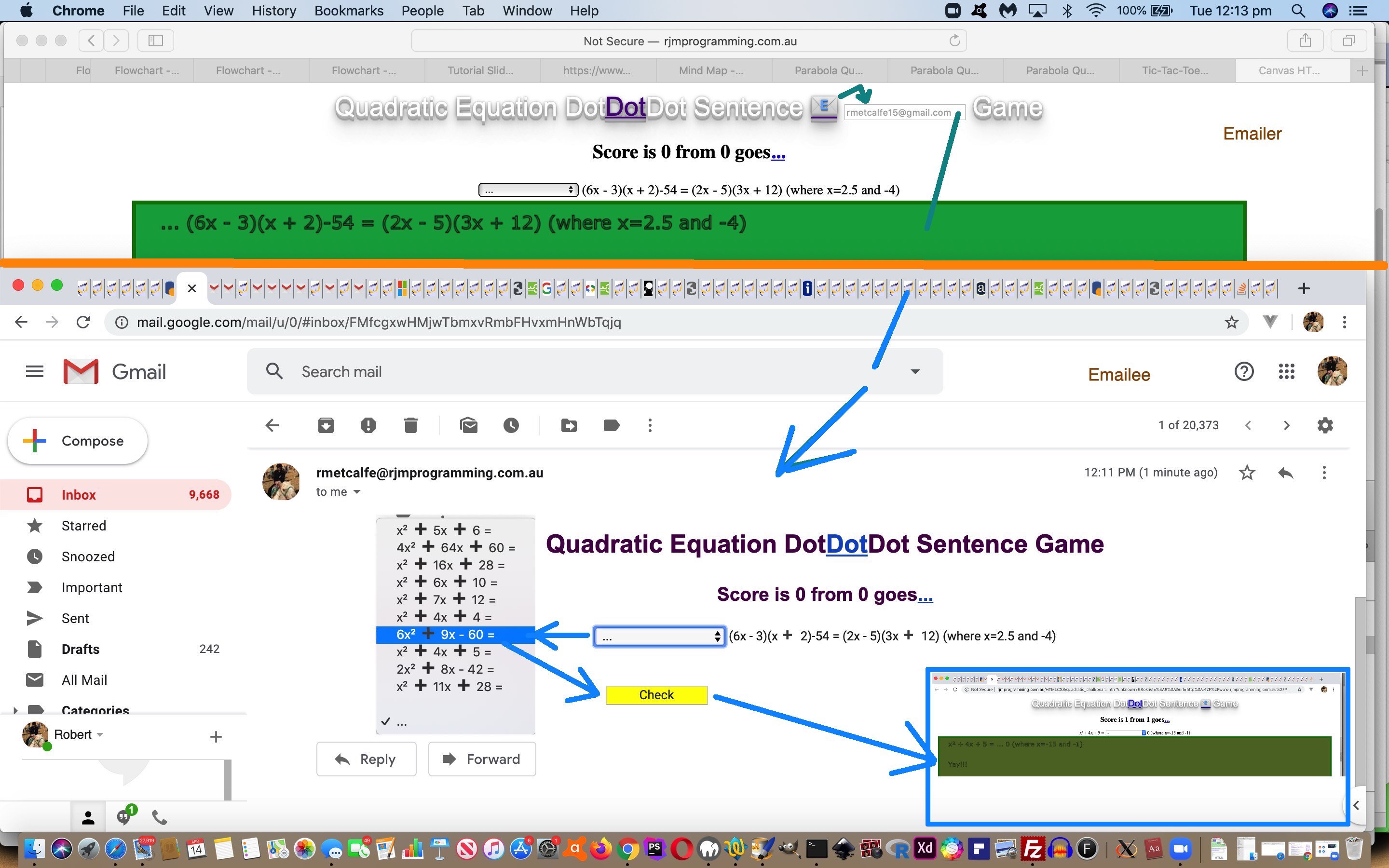 Quadratic Equation Inline HTML Email Tutorial