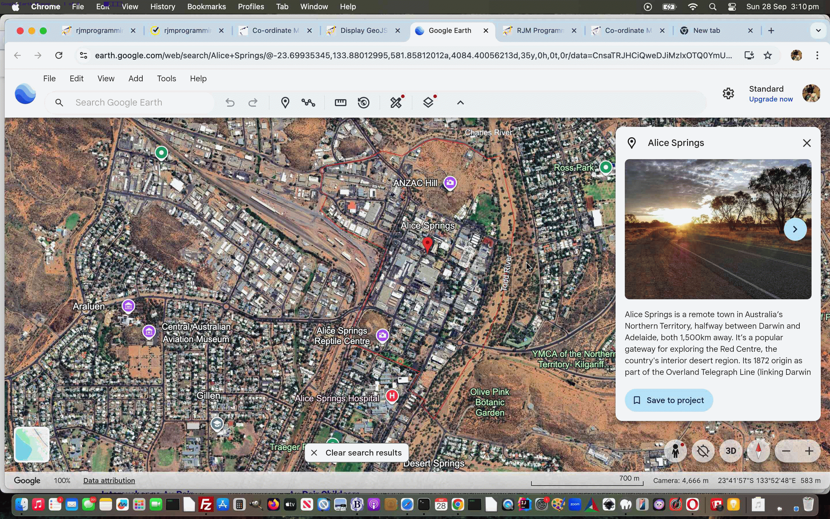 Co-ordinate Cursor Mercator Projection Google Earth Places Tutorial