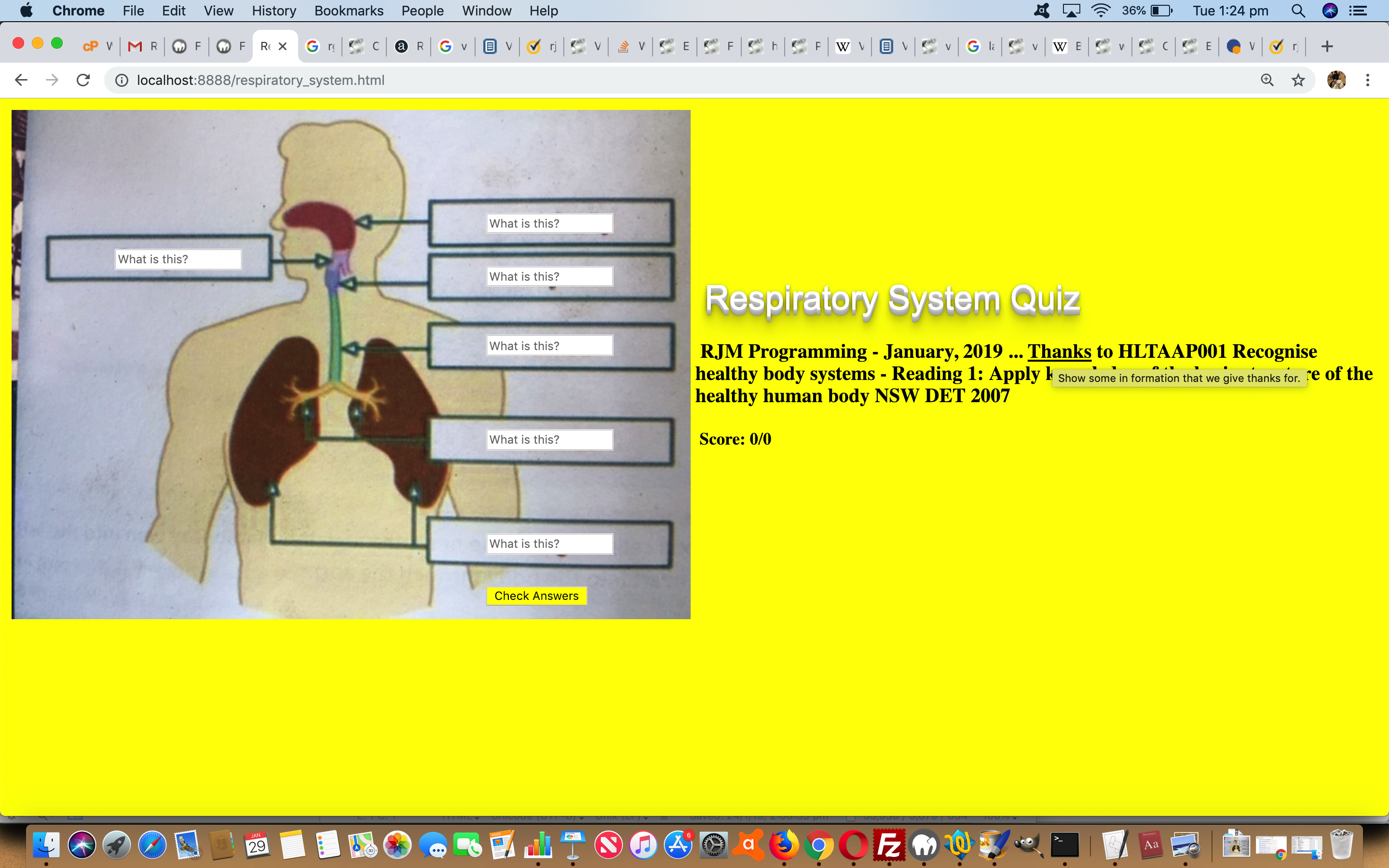 Respiratory System Quiz Game Primer Tutorial