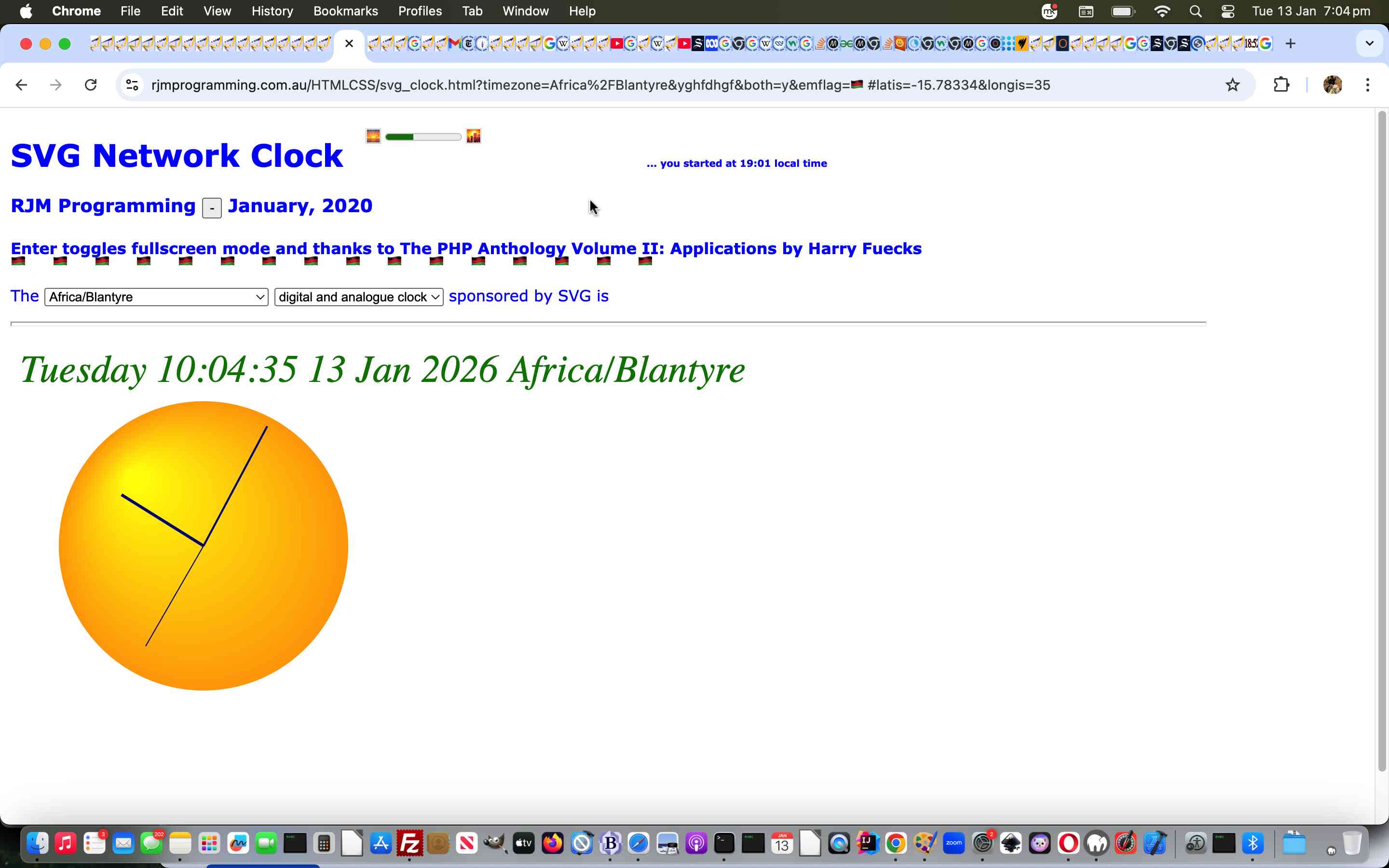 SVG Network Clock Sun Information Tutorial