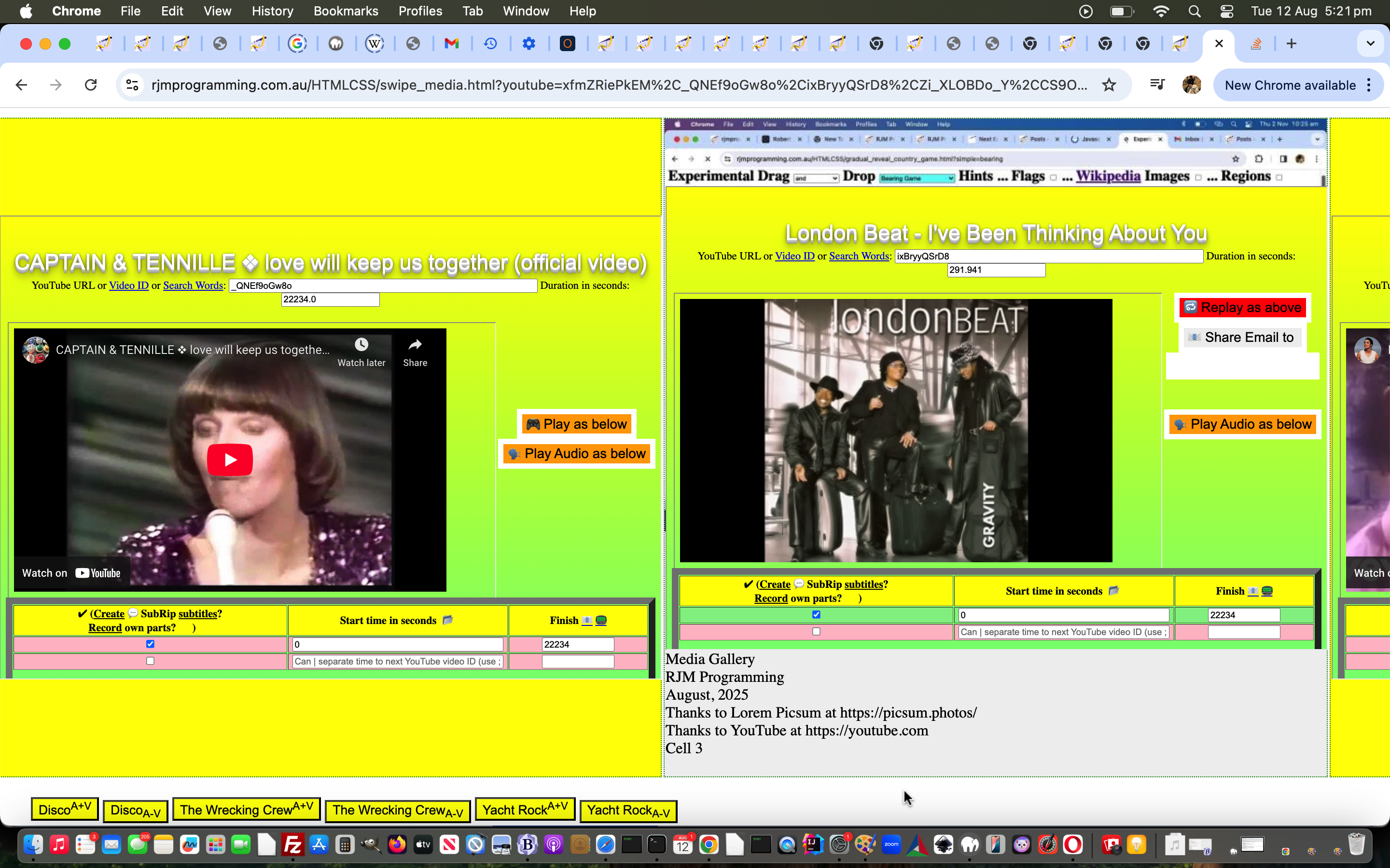 Tabular Single Row YouTube Audio or Video Buttons Tutorial