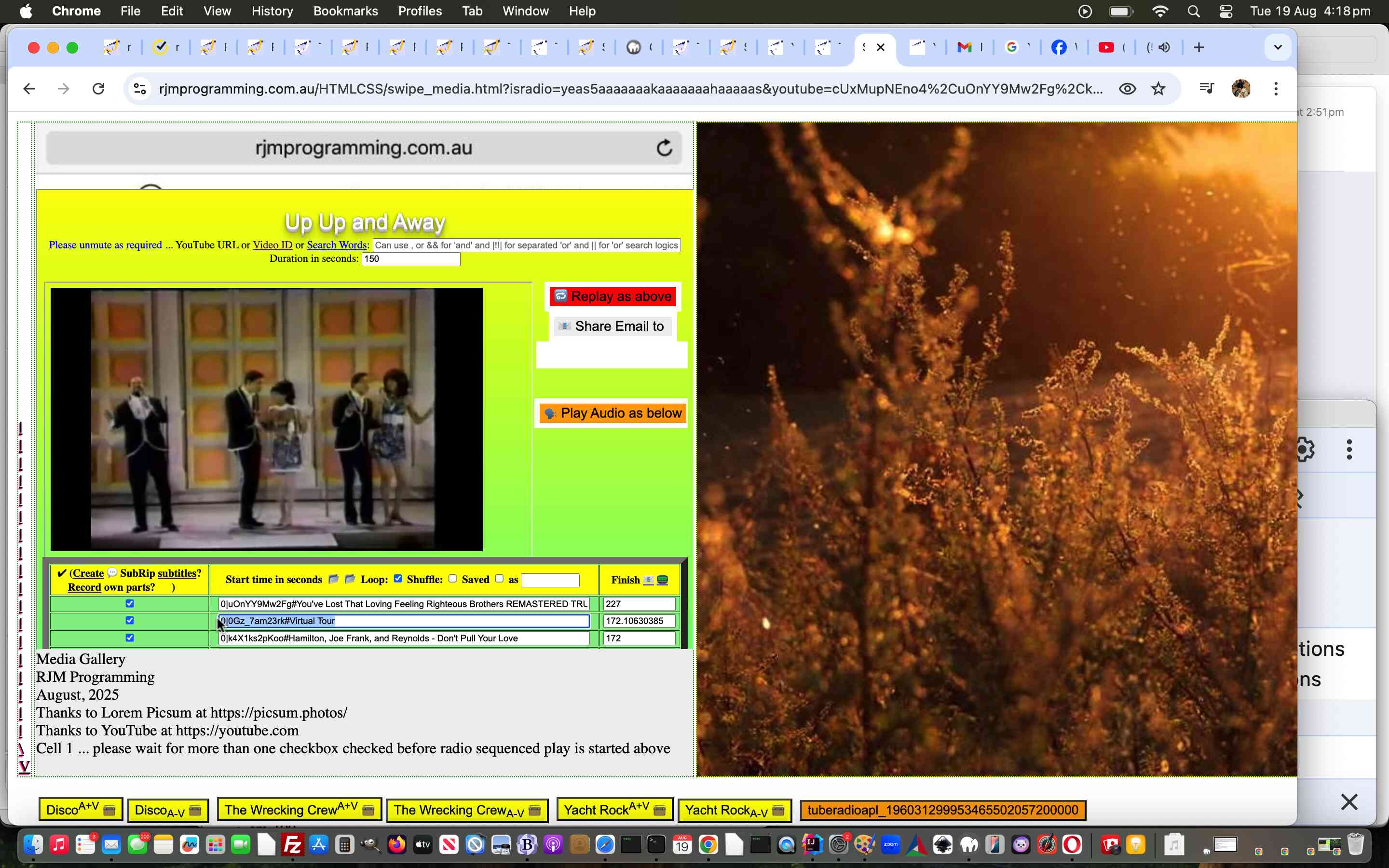 Tabular Single Row YouTube API Radio Play Textbox Tutorial