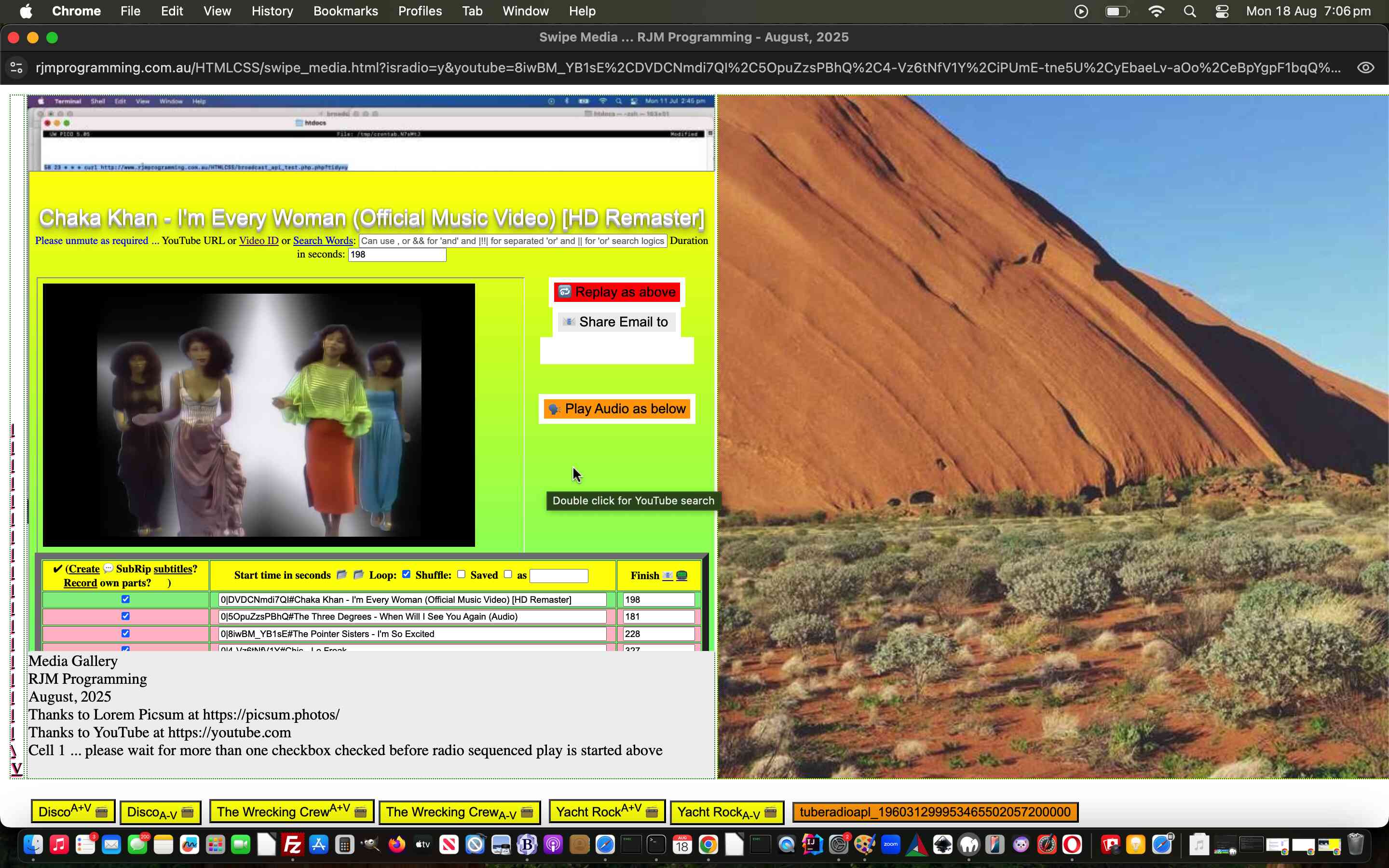 Tabular Single Row YouTube API Radio Play Tutorial