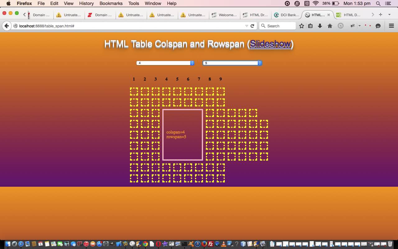 HTML Table Events for Colspan and Rowspan Tutorial