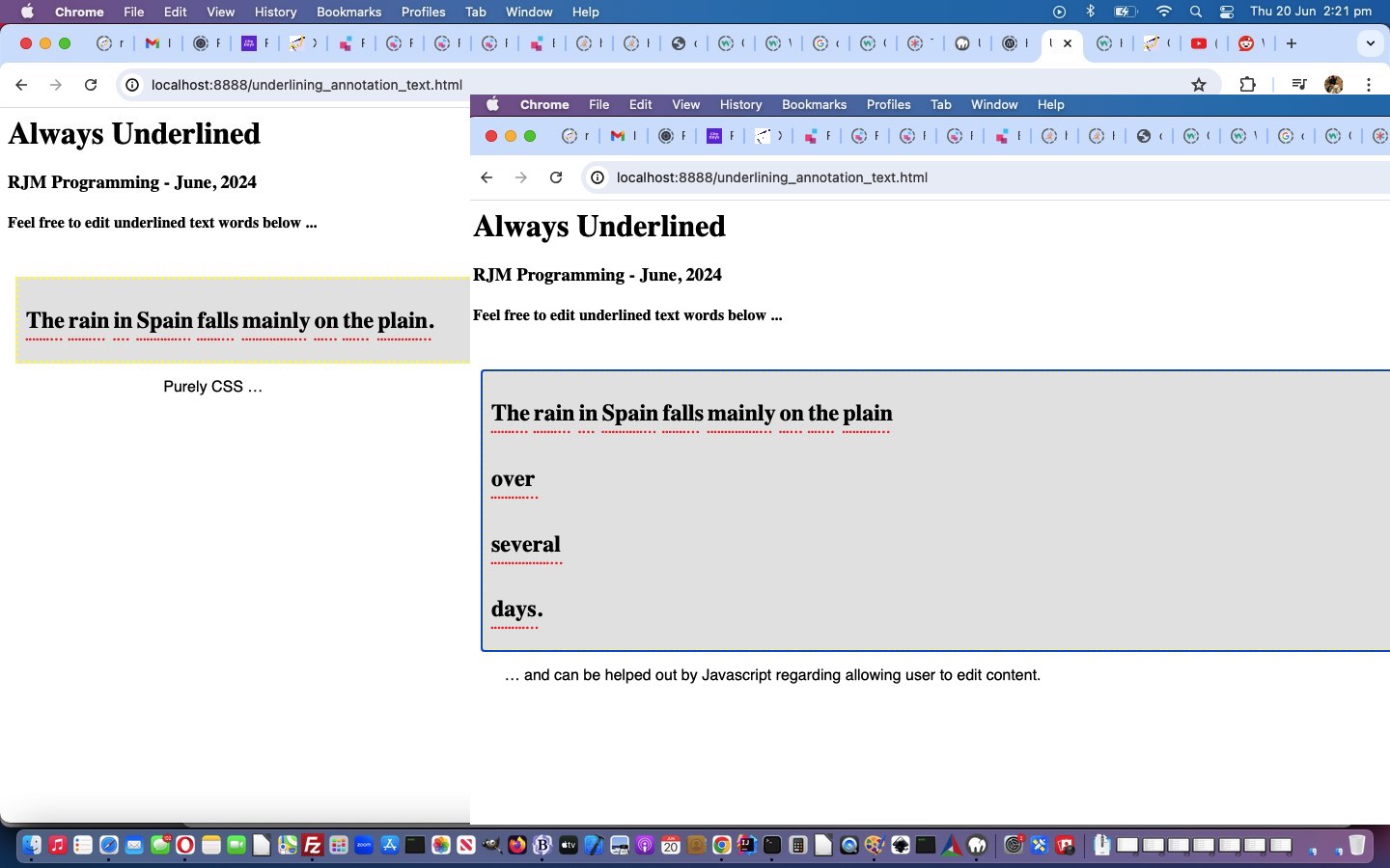 Sentence Text Word Underlining Primer Tutorial