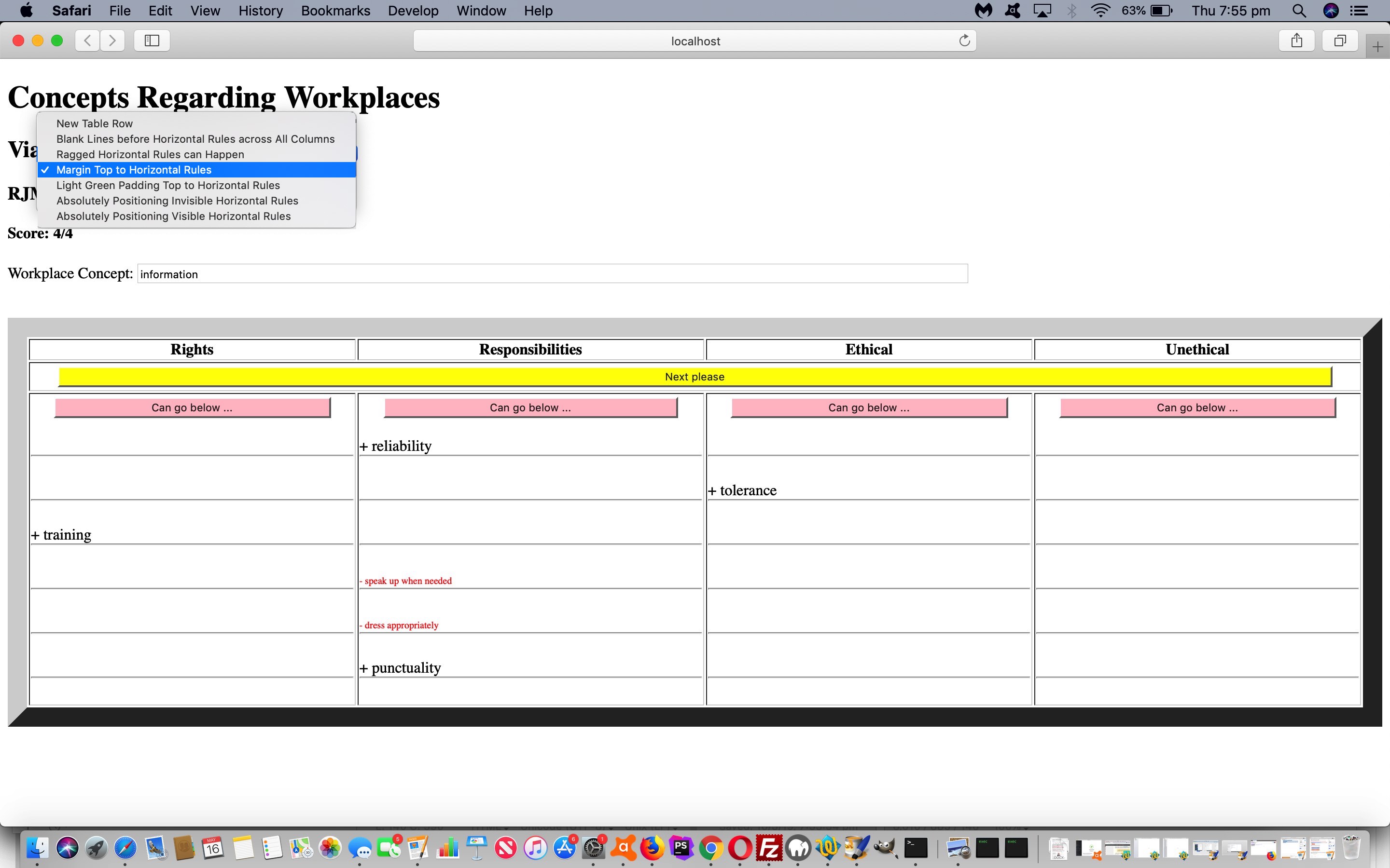 Workplace Concepts Game Horizontal Rule Cell Tutorial