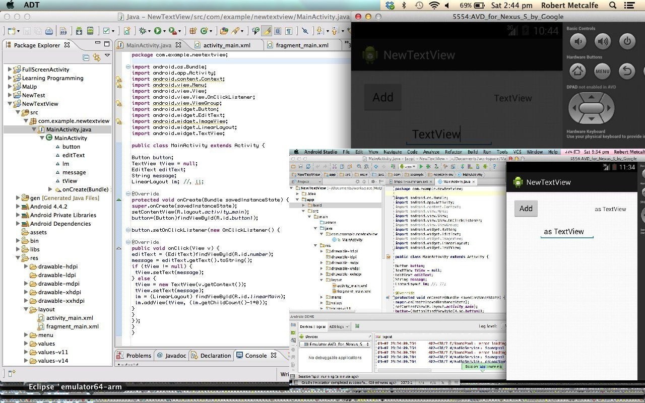 Eclipse and Android Studio Dynamic Text View Primer Tutorial