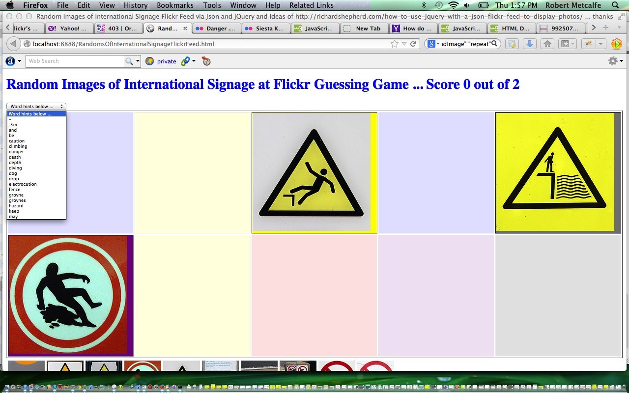 JSON and jQuery International Signage Flickr Feed Game Tutorial