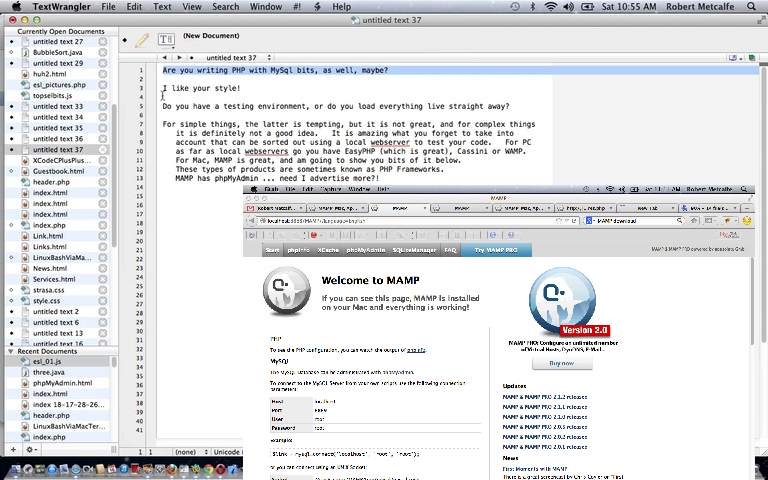 MAMP Mac Framework for PHP/MySql Tutorial