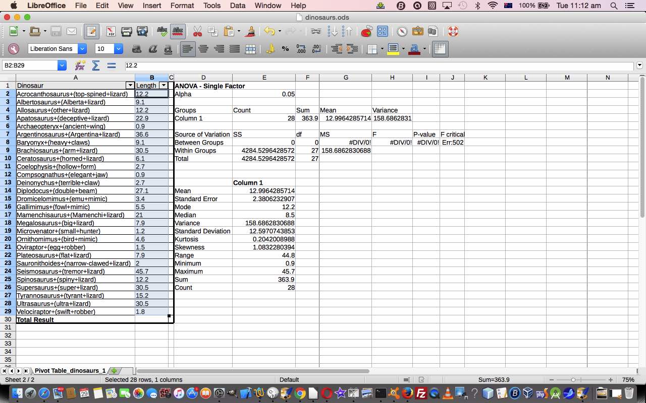 LibreOffice Spreadsheet Statistics Primer Tutorial