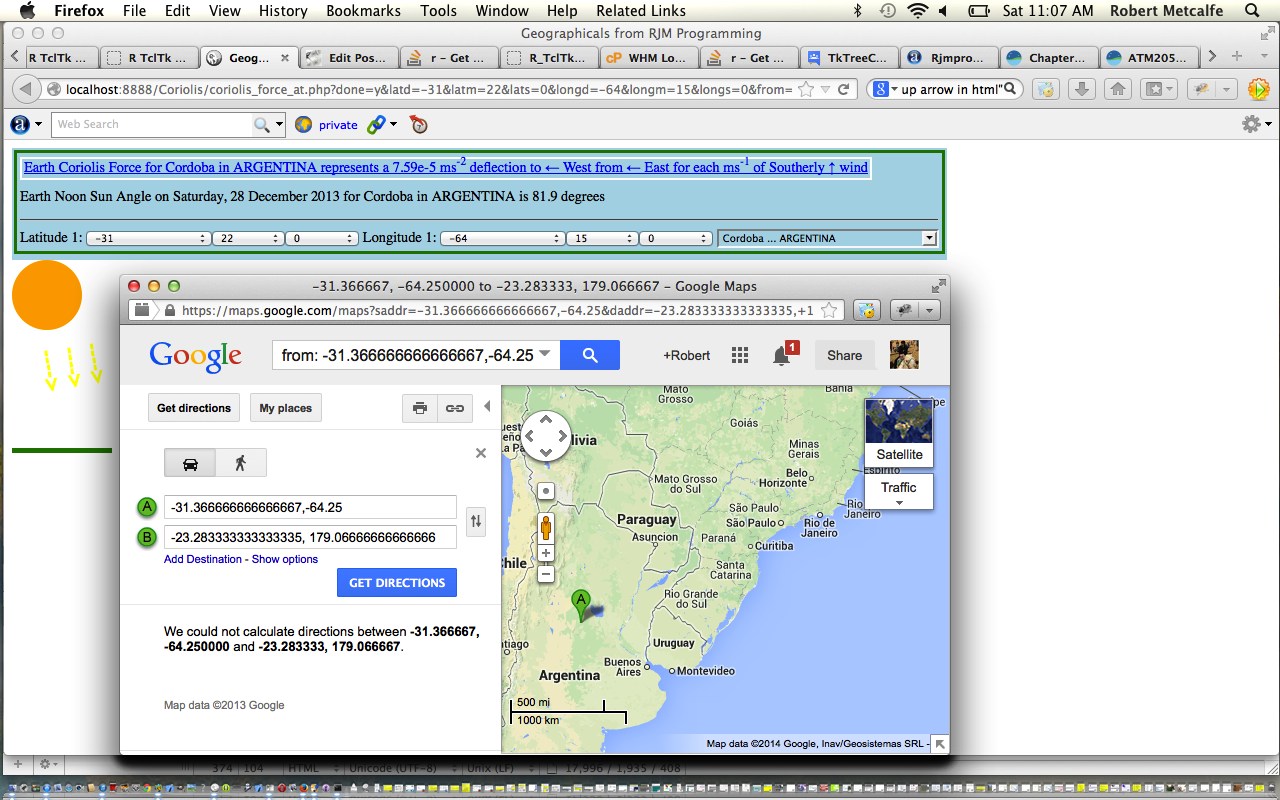 PHP/Javascript/HTML Coriolis Effect Calculation Tutorial