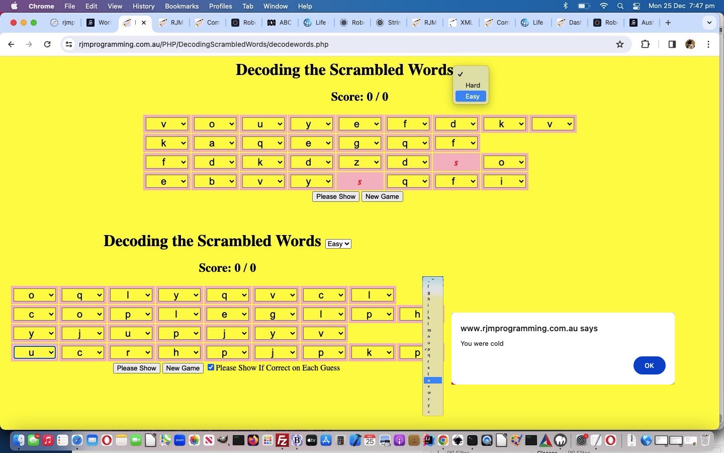 PHP Decoding Scrambled Words Game Difficulty Tutorial