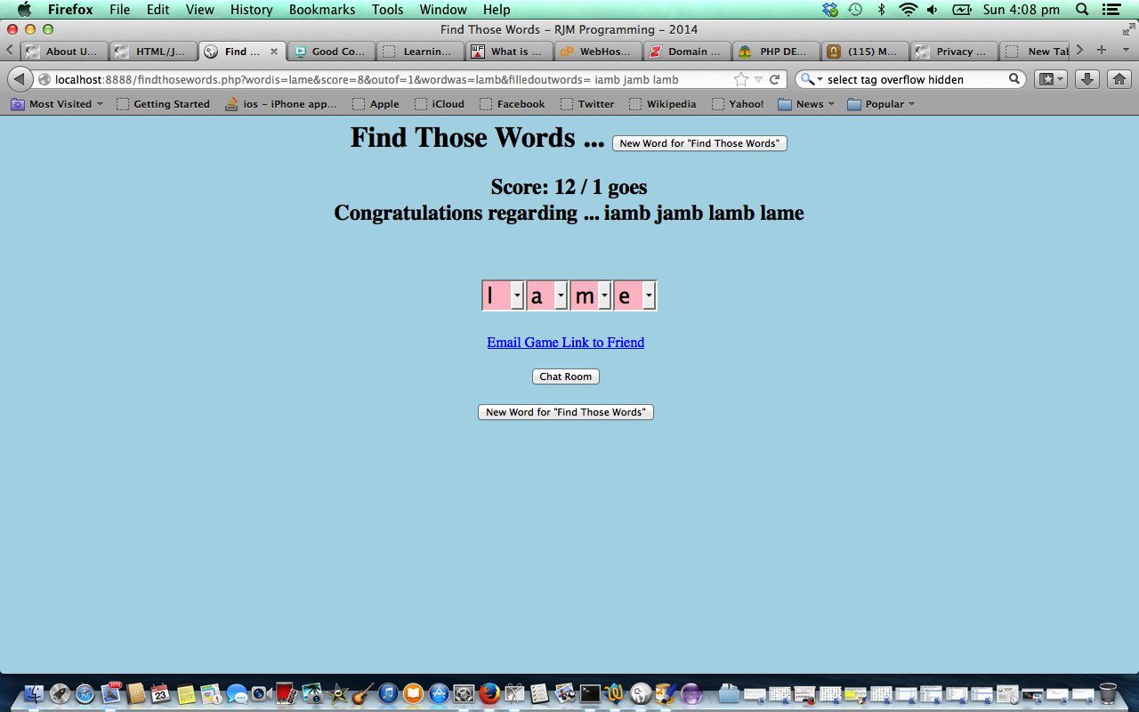 PHP Find Those Words Game Tutorial